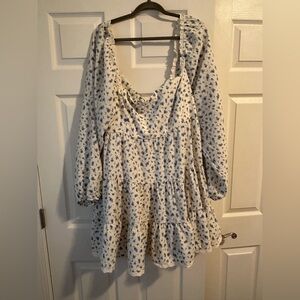 ARULA Blue and White Floral Mini Dress